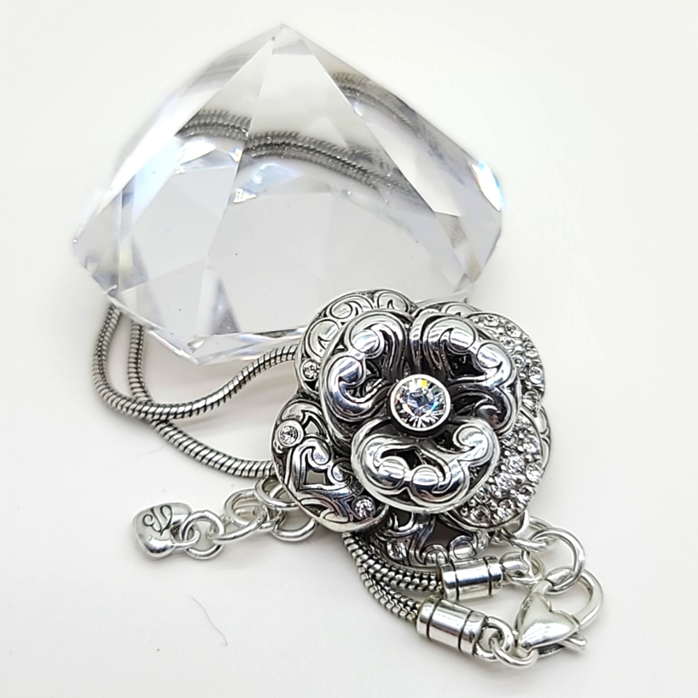 Brighton "SERENE ROSE" Multi-Layered Flower Pend w Swarovski Crystals & Scrolls! - Picture 9 of 13